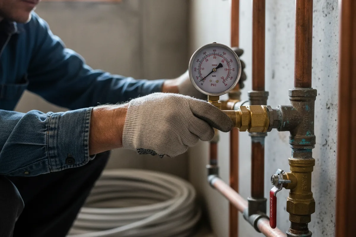 Pressure testing a repaired line during Water Line Repair in Magnetic Springs